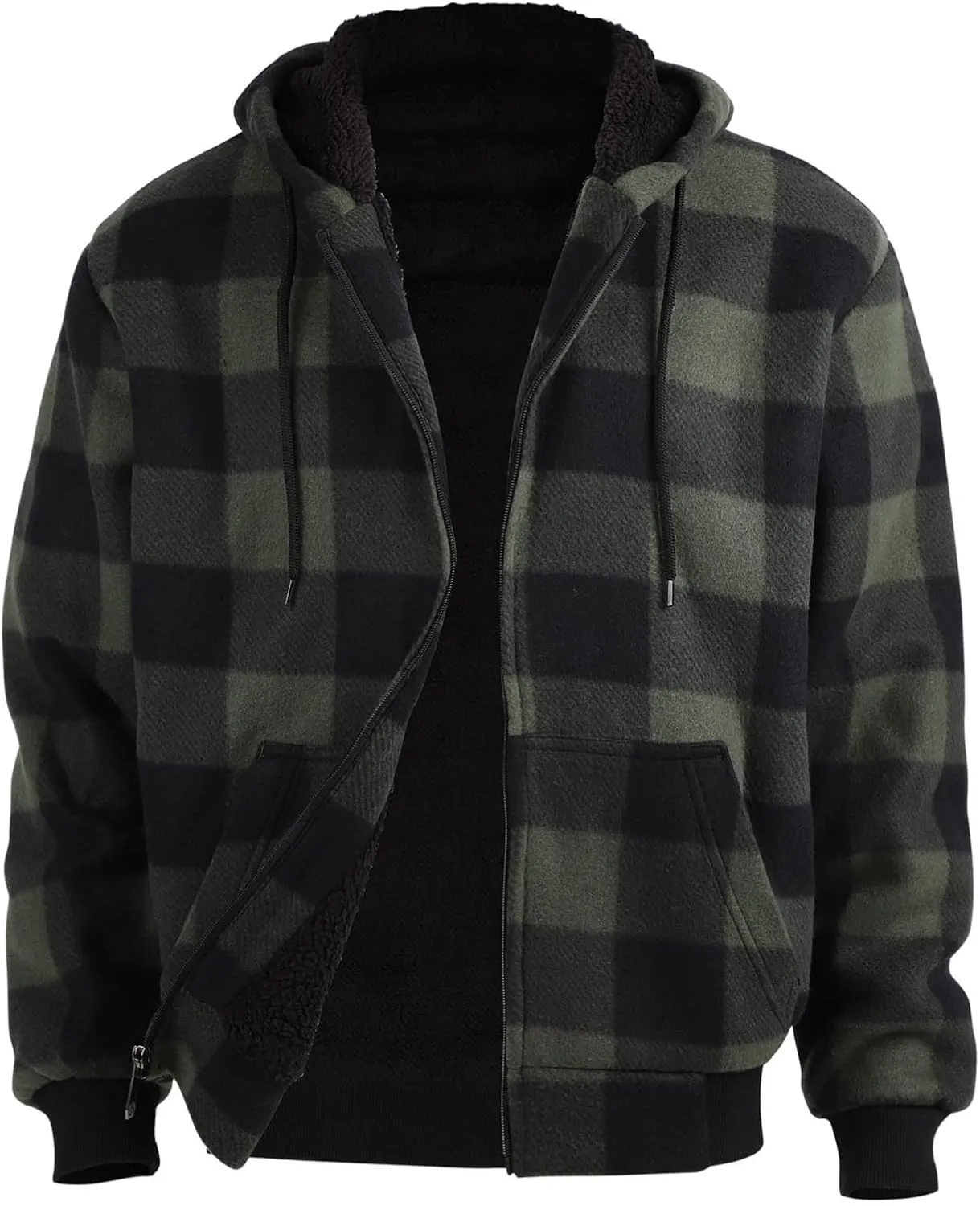 Winter Heavy Warm Sherpa Lined Fleece Plaid Flannel Jacket Men Plus Size S-5XL Big&Tall Mens Coat