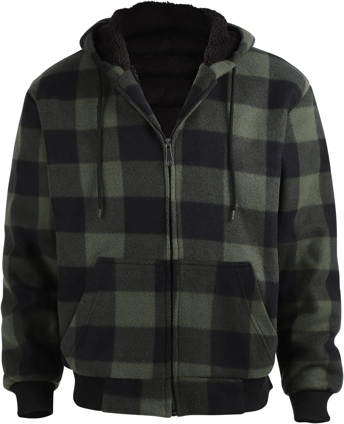 Winter Heavy Warm Sherpa Lined Fleece Plaid Flannel Jacket Men Plus Size S-5XL Big&Tall Mens Coat