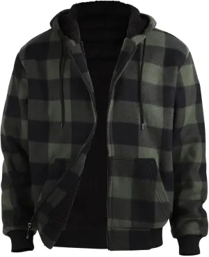 Winter Heavy Warm Sherpa Lined Fleece Plaid Flannel Jacket Men Plus Size S-5XL Big&Tall Mens Coat