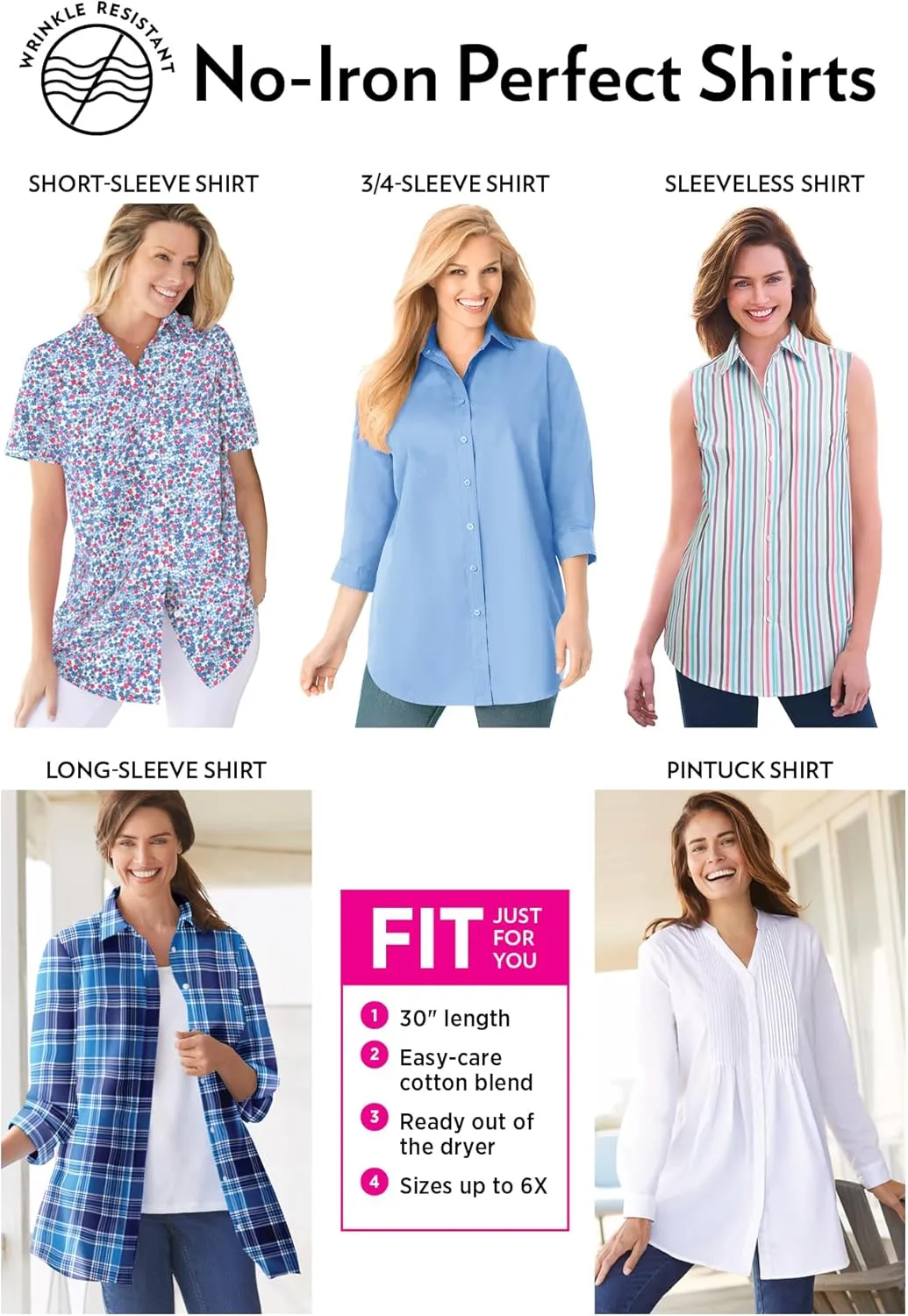 Woman Within Plus Size Perfect Sleeveless Shirt