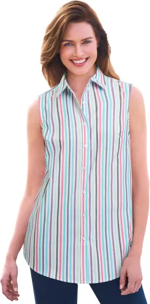 Woman Within Plus Size Perfect Sleeveless Shirt
