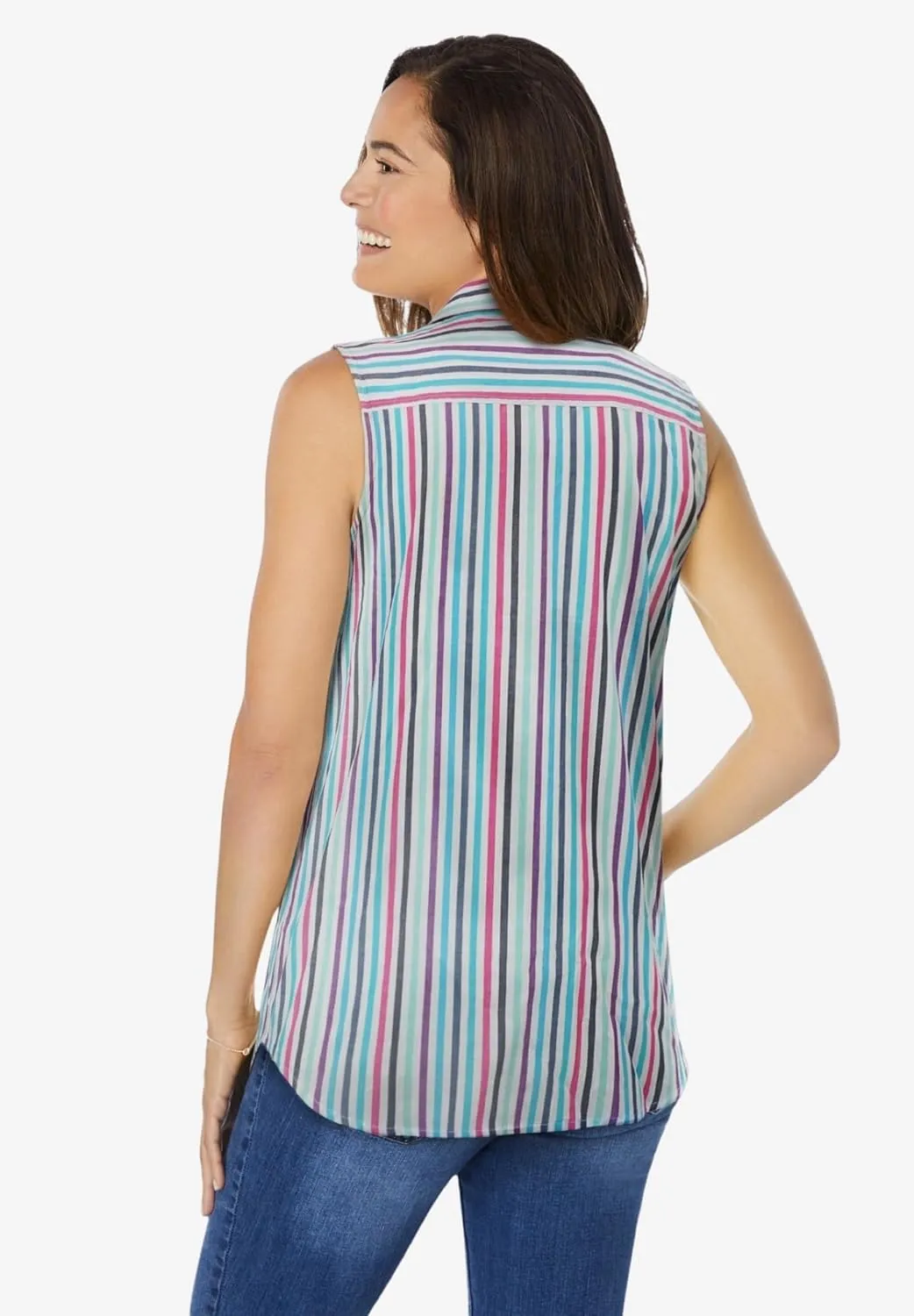 Woman Within Plus Size Perfect Sleeveless Shirt