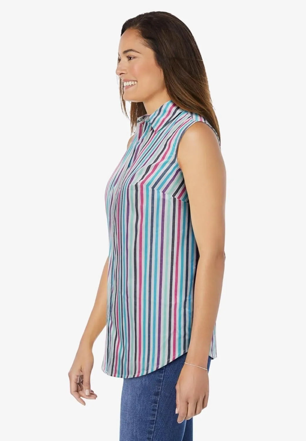 Woman Within Plus Size Perfect Sleeveless Shirt