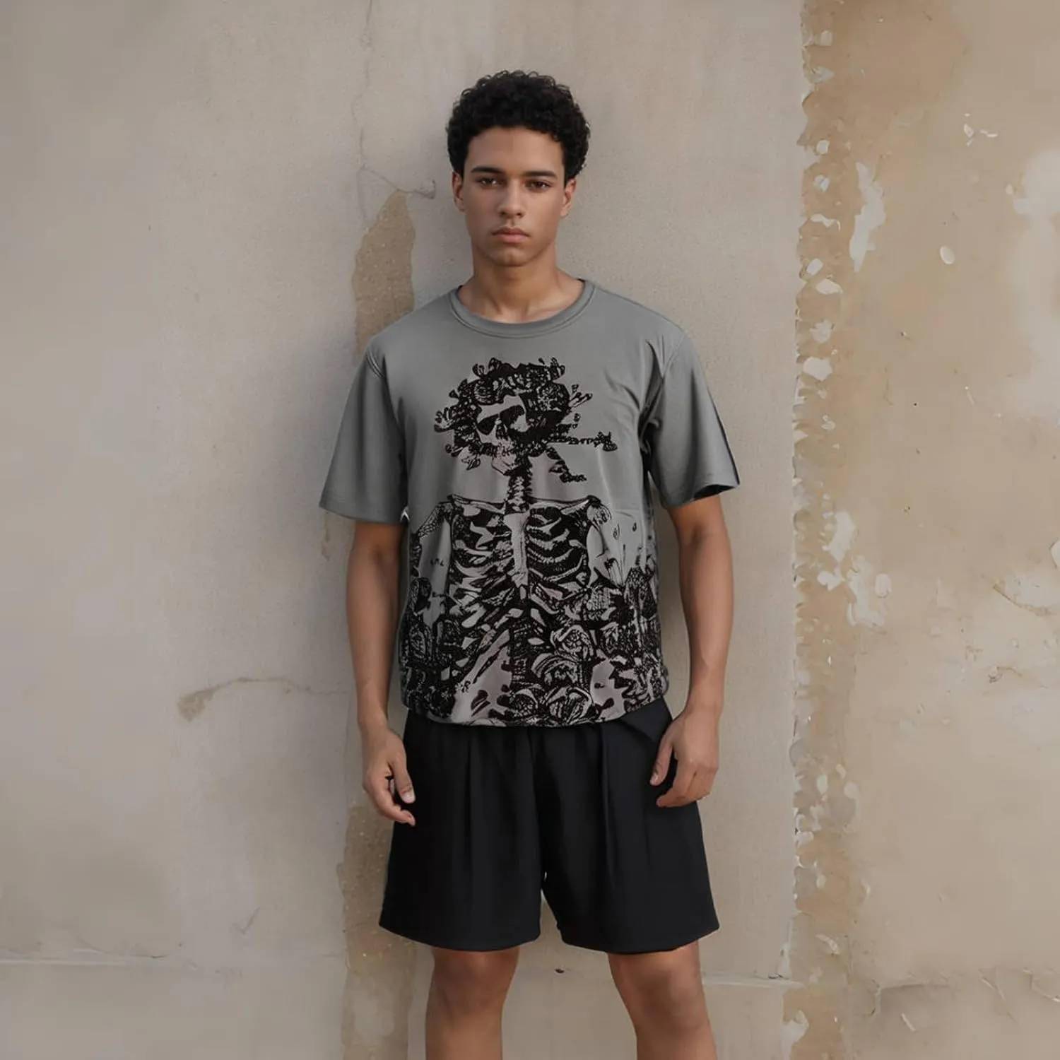 Women Men Y2K T Shirt Skeleton Emo Grunge Oversized Gothic Tee Graphic Streetwear Techwear Alt Baggy Dark Academia