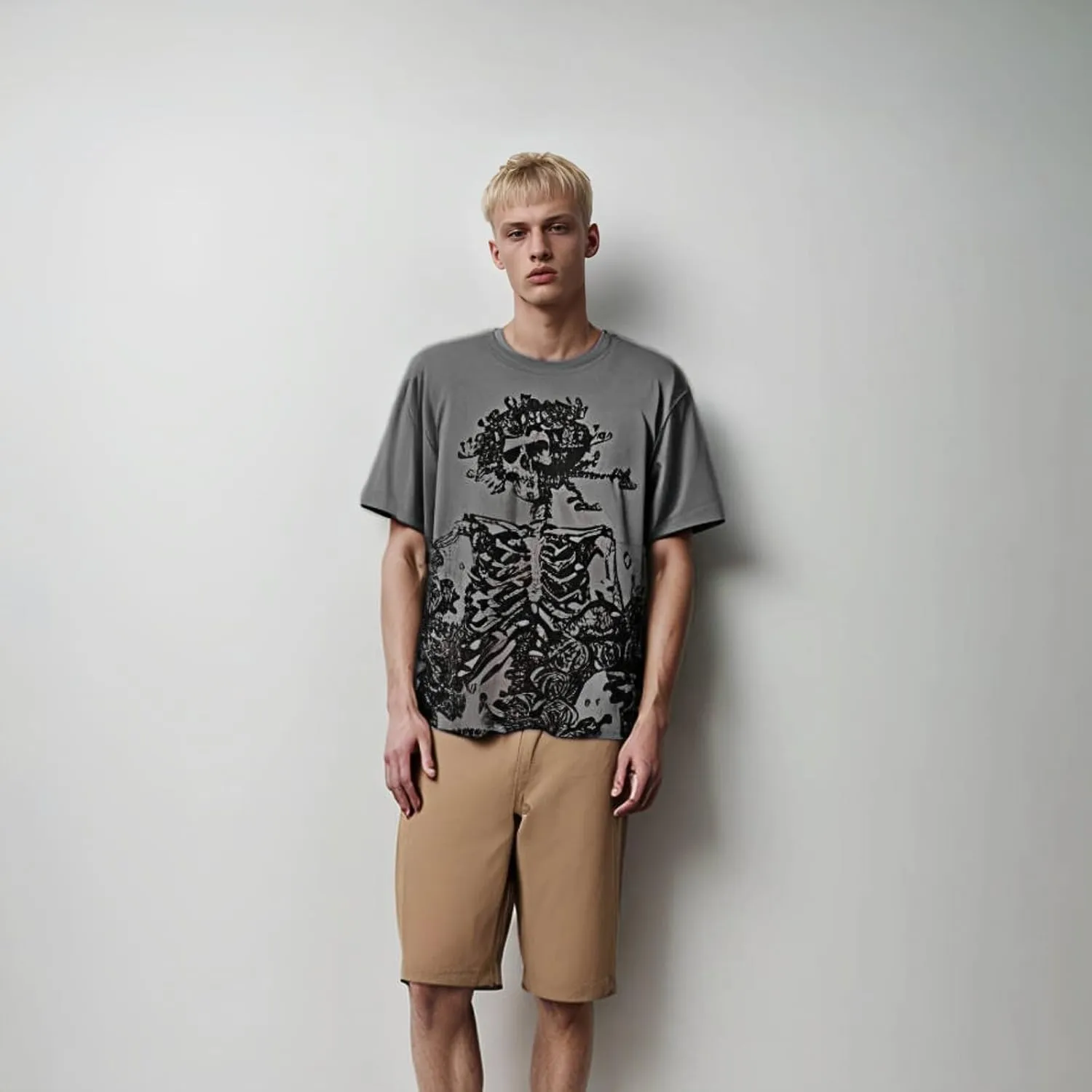 Women Men Y2K T Shirt Skeleton Emo Grunge Oversized Gothic Tee Graphic Streetwear Techwear Alt Baggy Dark Academia