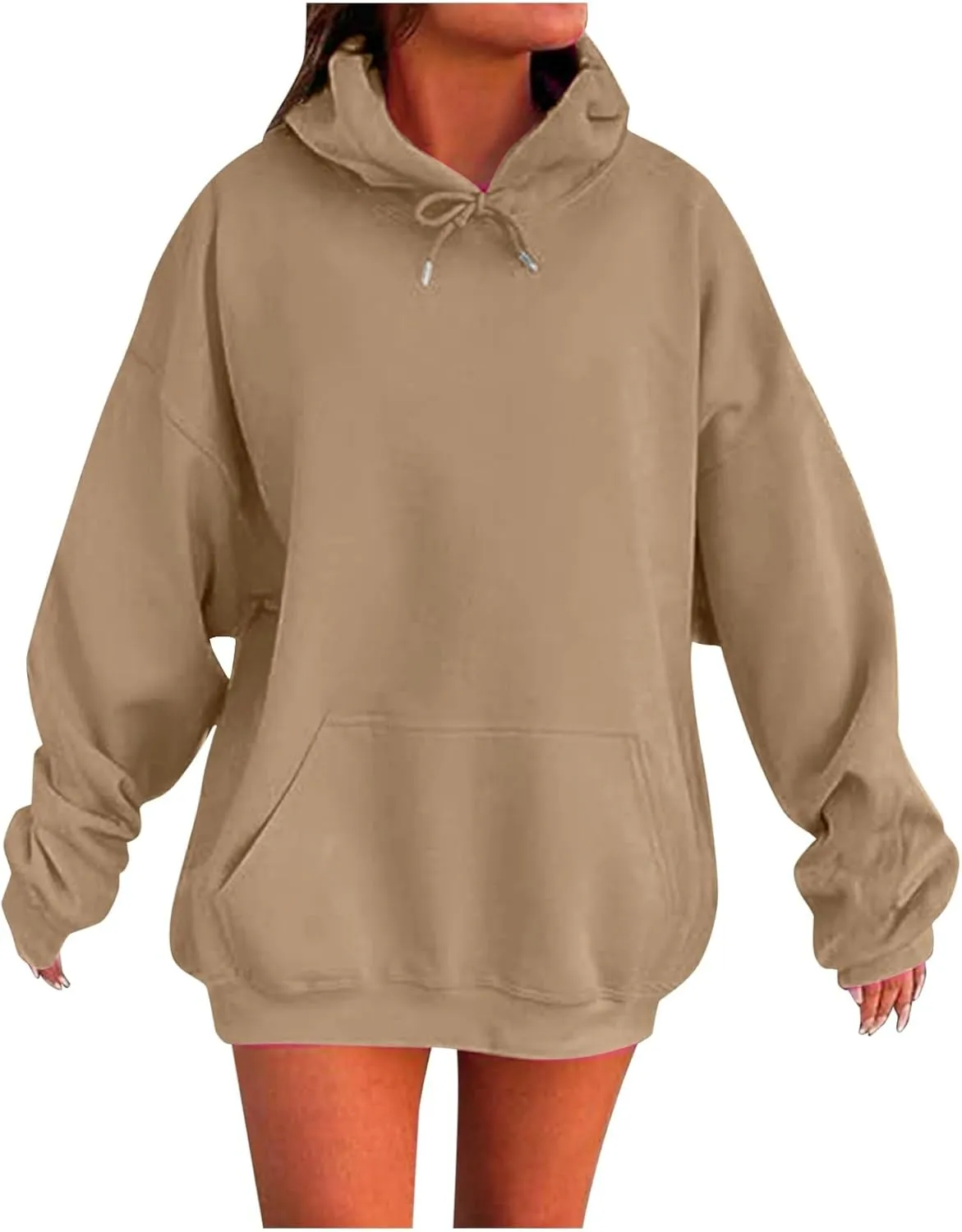 Women Oversized Hoodies Casual Long Sleeve Pullover Winter Plus Size Drop Shoulder Pocket Sweatshirts Trendy