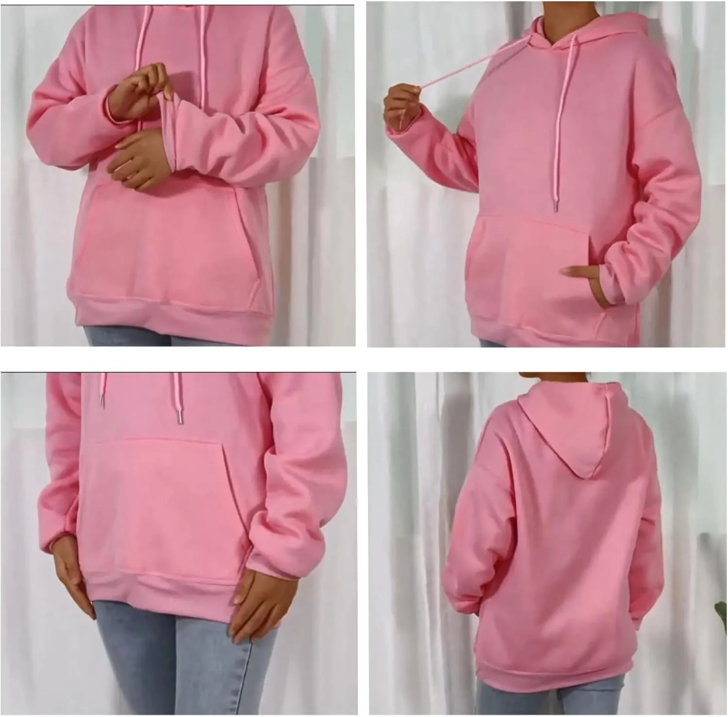Women Oversized Hoodies Casual Long Sleeve Pullover Winter Plus Size Drop Shoulder Pocket Sweatshirts Trendy