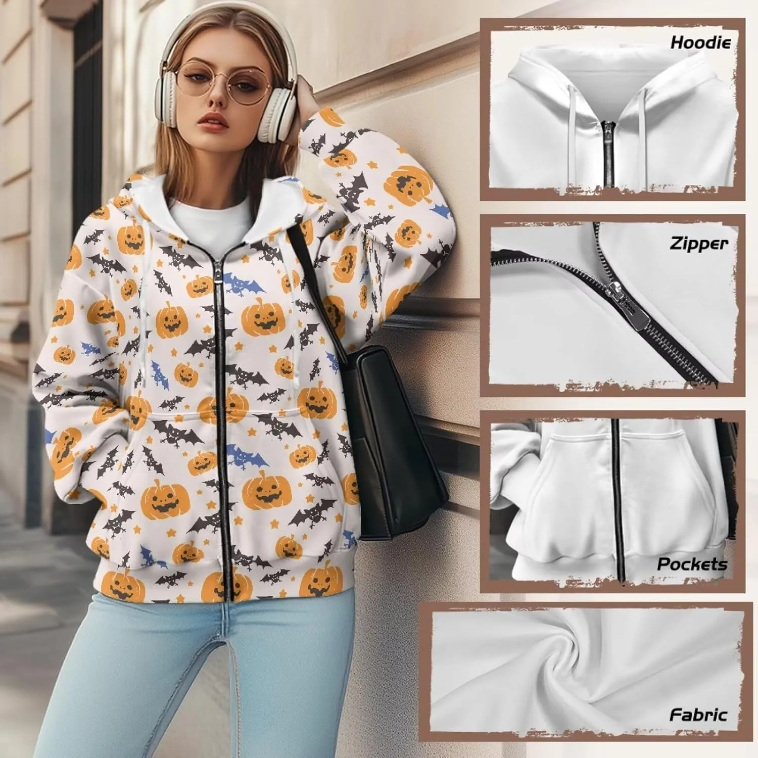 Women Oversized Hoodies Zip Up Sweatshirt Y2k Hooded Jacket Long Sleeve Fall Winter Sportswear with Pocket
