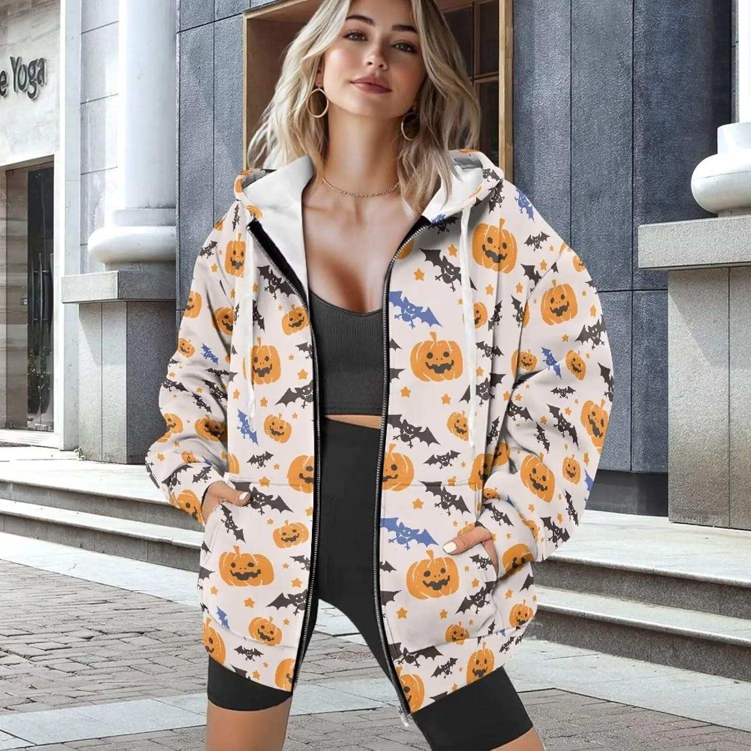 Women Oversized Hoodies Zip Up Sweatshirt Y2k Hooded Jacket Long Sleeve Fall Winter Sportswear with Pocket