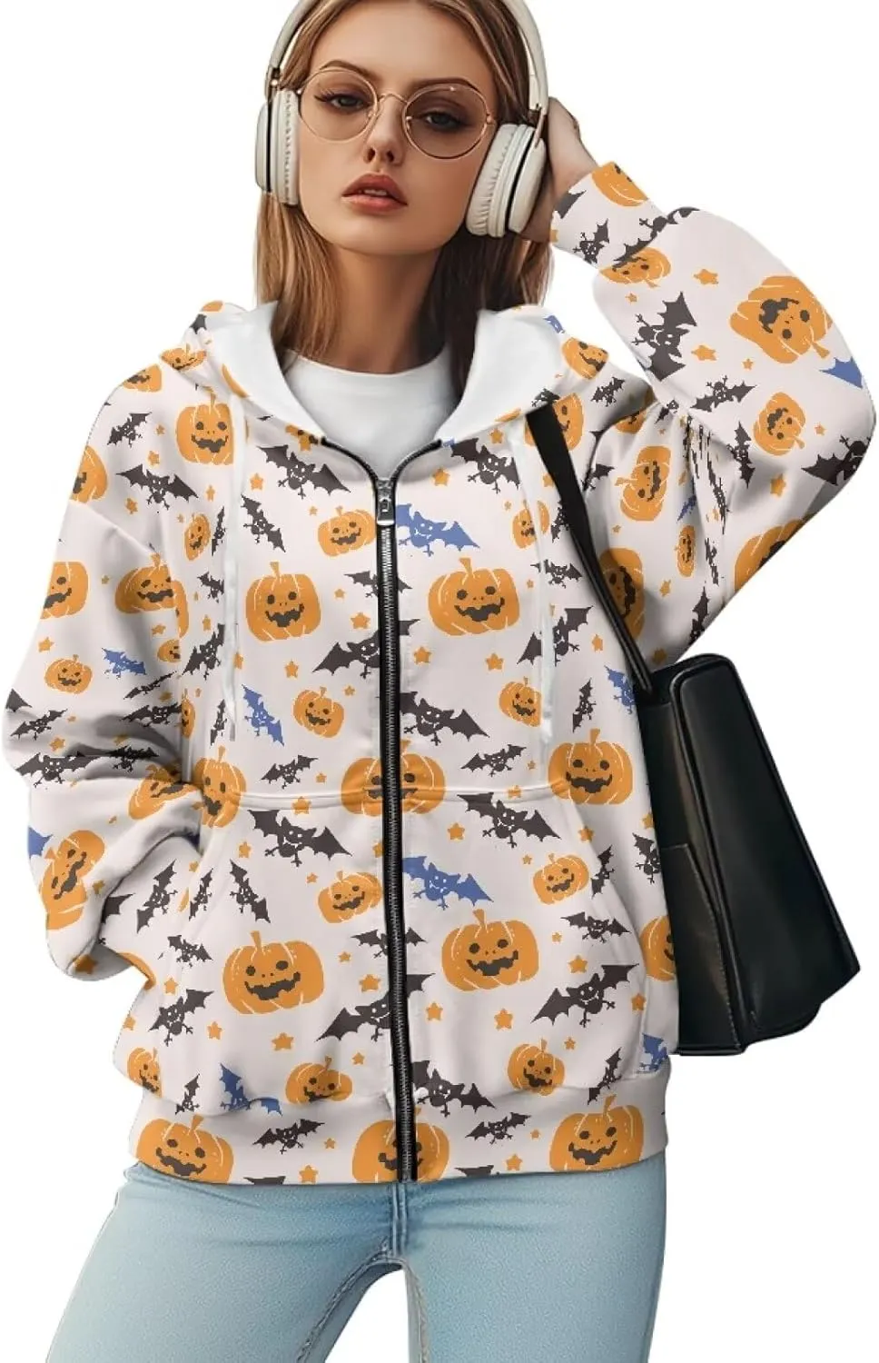 Women Oversized Hoodies Zip Up Sweatshirt Y2k Hooded Jacket Long Sleeve Fall Winter Sportswear with Pocket