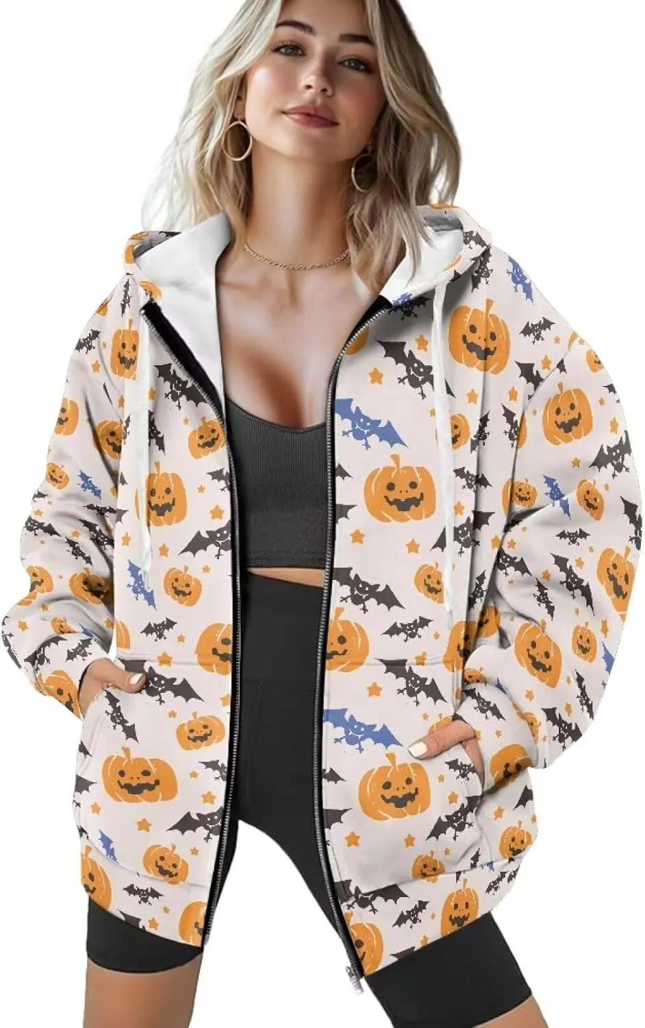 Women Oversized Hoodies Zip Up Sweatshirt Y2k Hooded Jacket Long Sleeve Fall Winter Sportswear with Pocket