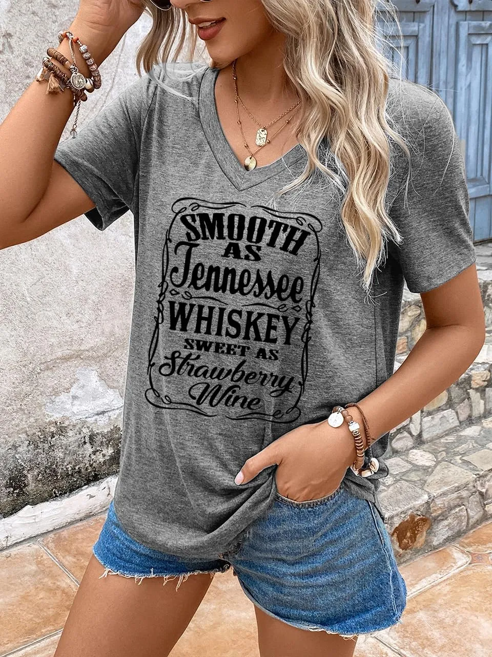 Women Summer Beach Tops Trees Print V Neck Short Sleeve Coconut Tree T Shirt Funny Graphic Tees