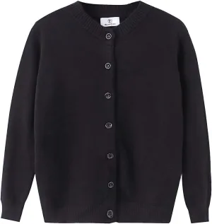 Women Thick Button Down Cardigan Sweaters Crew Neck Medium Weight Long Sleeve