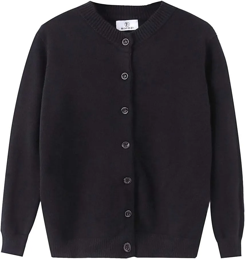 Women Thick Button Down Cardigan Sweaters Crew Neck Medium Weight Long Sleeve