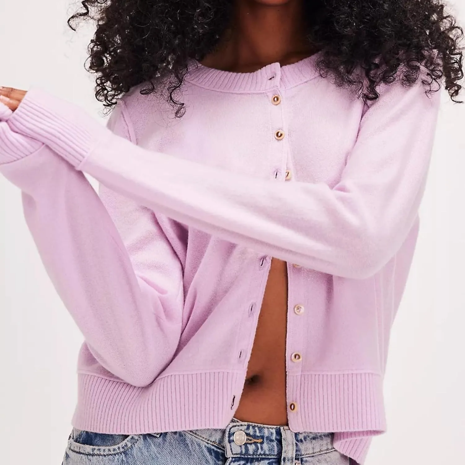 Women Y2K Open Front Button Down Knit Crop Cardigan Sweater Scoop Neck Long Sleeve Solid Causal Ribbed Top Fall