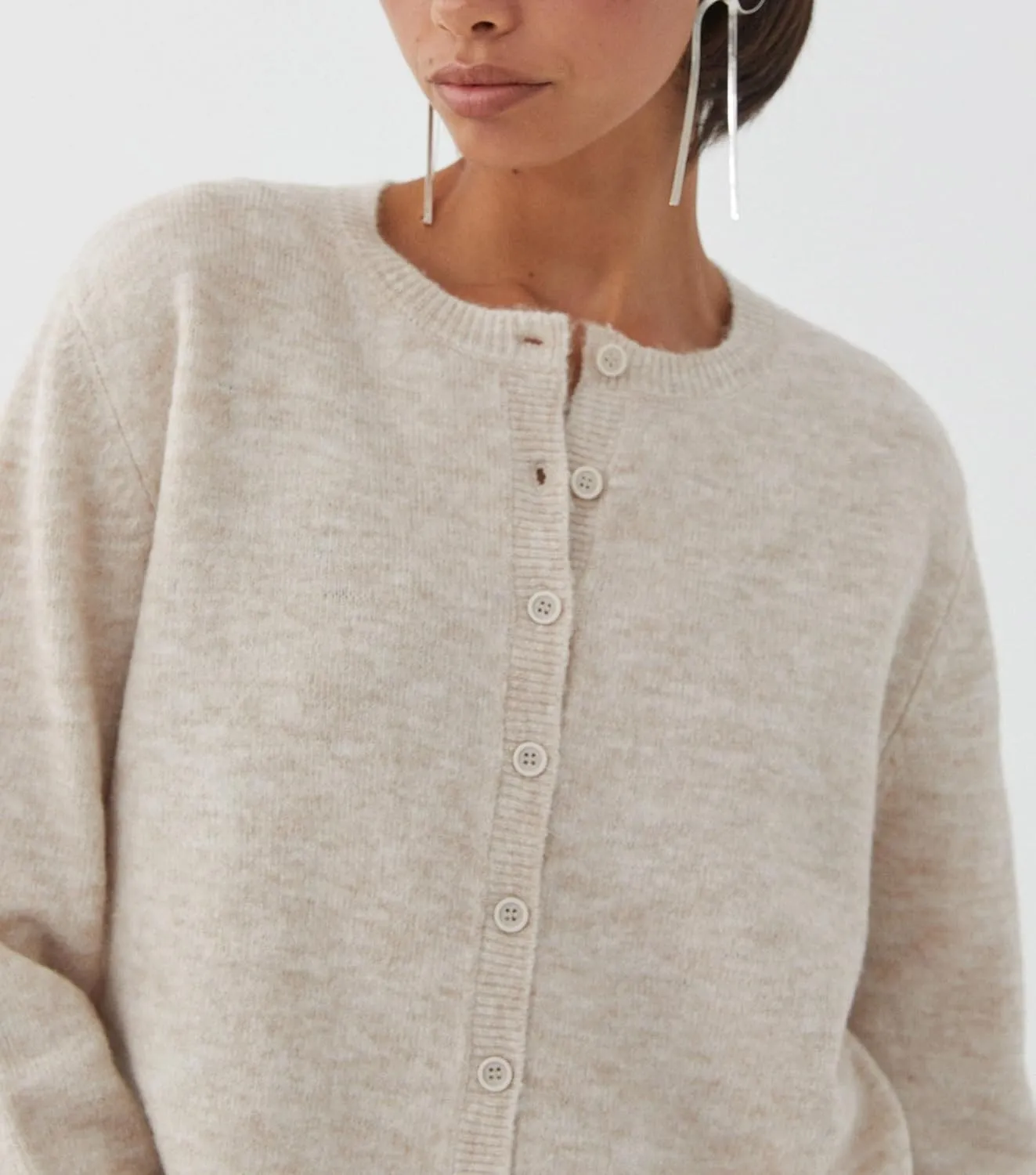 Women Y2k Open Front Sweater Long Sleeve Crewneck Crop Cardigan Cute Button Down Knit Pullover Tops Streetwear