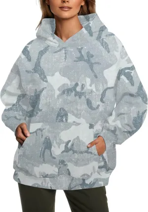 Womens Camo Hoodies Fleece Oversized Hooded Sweatshirts Fashion Tree Leaf Graphic Pullover Tops