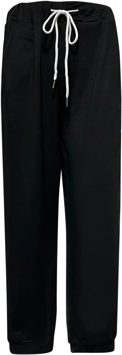 Women's Cinch Bottom Casual Pants Trendy Elastic High Waist Drawtring Summer Pants Lightweight Comfy Loose Trousers