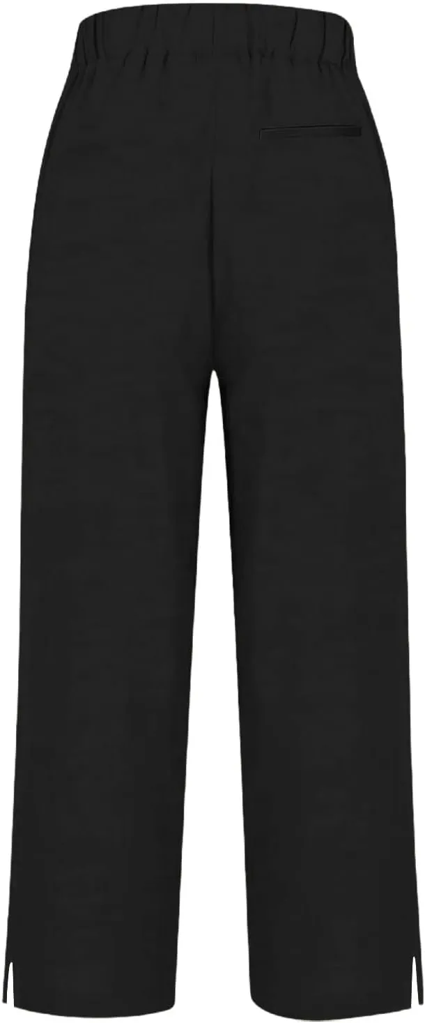 Womens Cotton Linen Pants for Summer Elastic Waisted Pants Casual Loose Trouser with Pockets for Women 2025