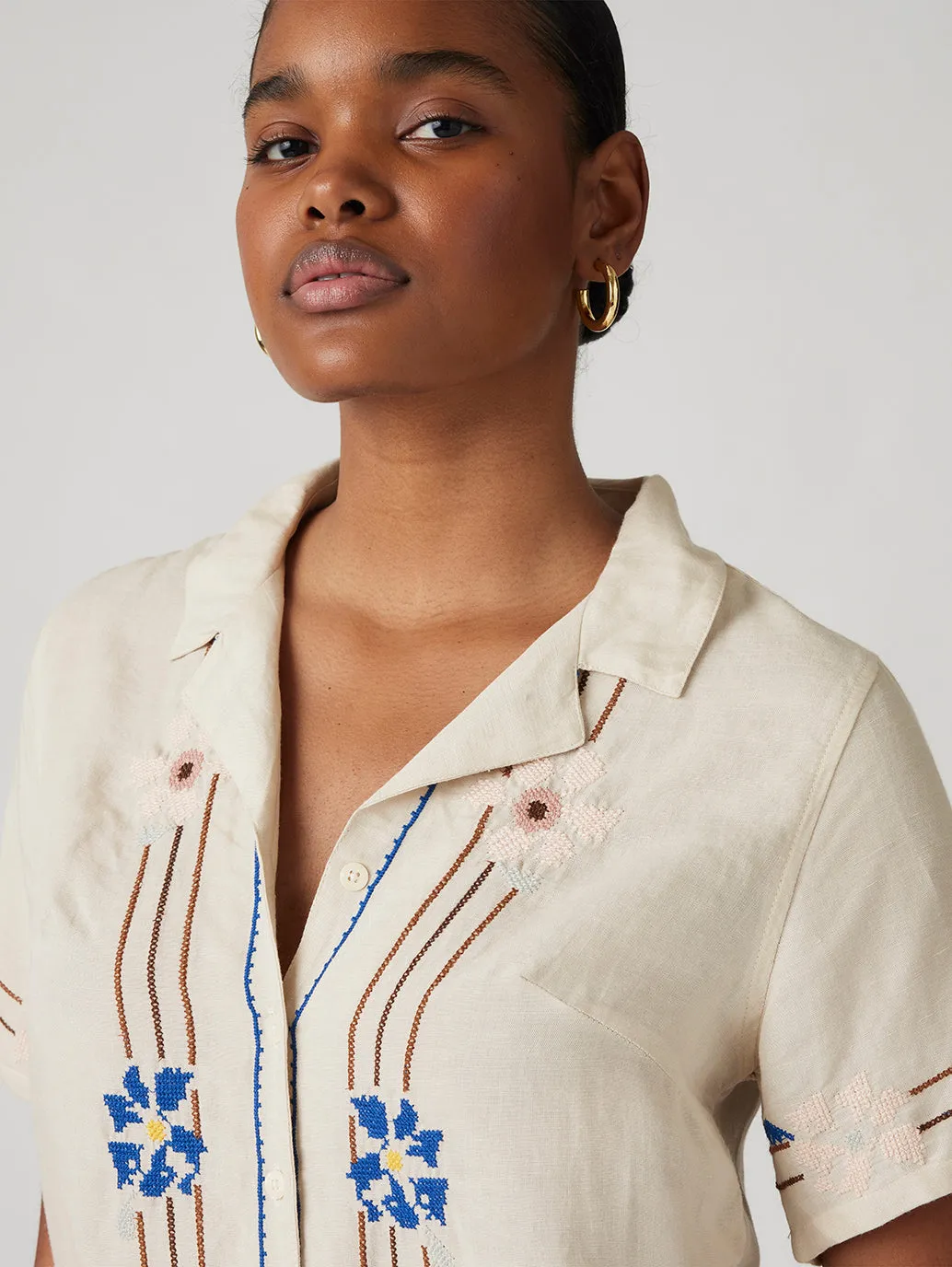 Women's Embroidered Camp Shirt