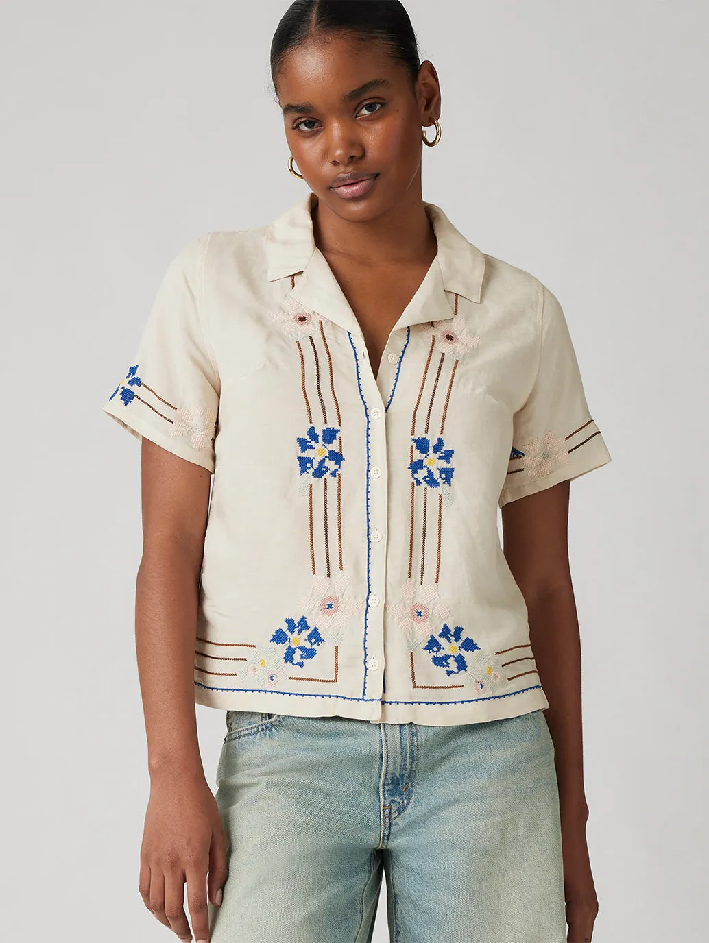 Women's Embroidered Camp Shirt