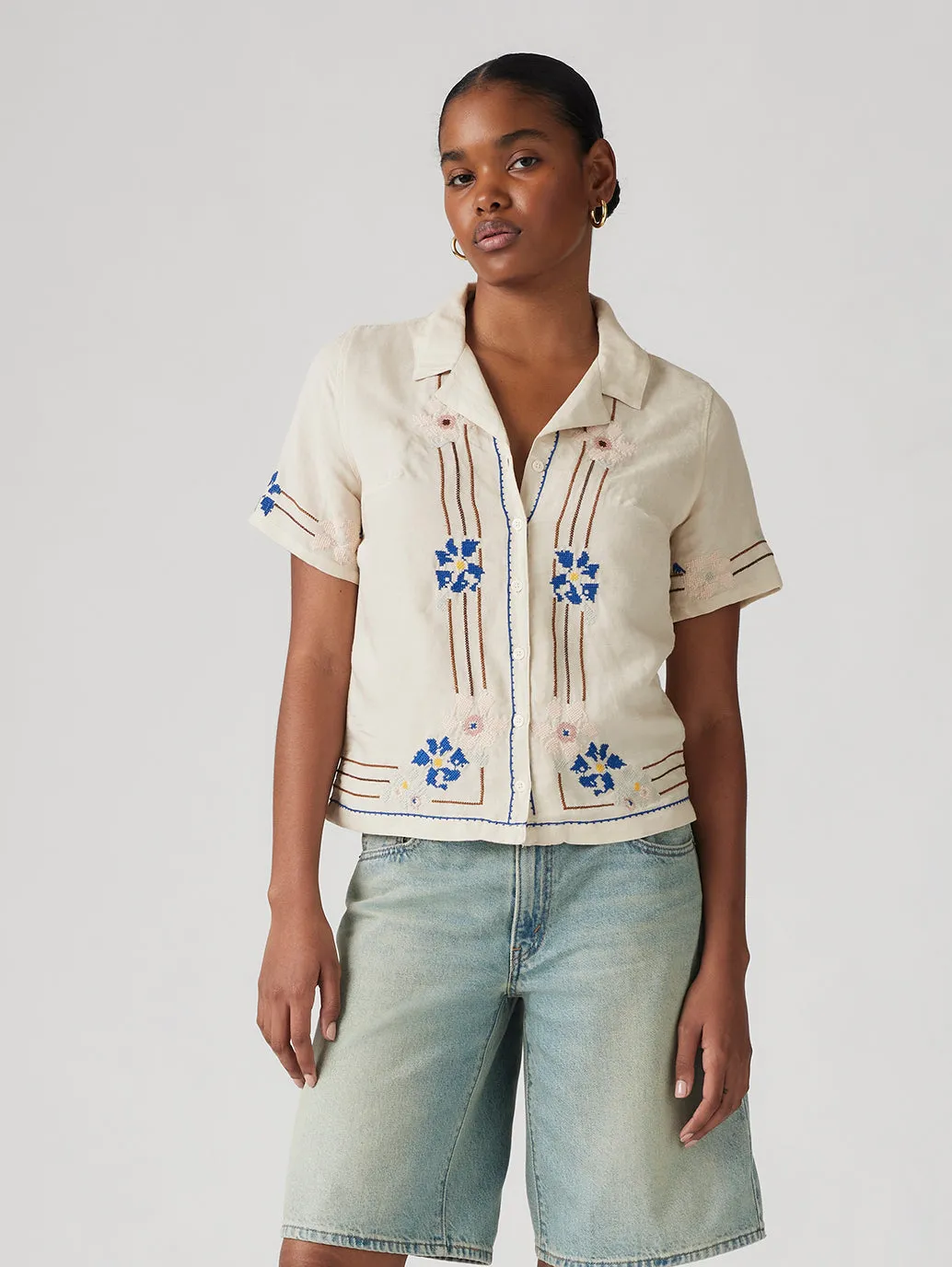 Women's Embroidered Camp Shirt