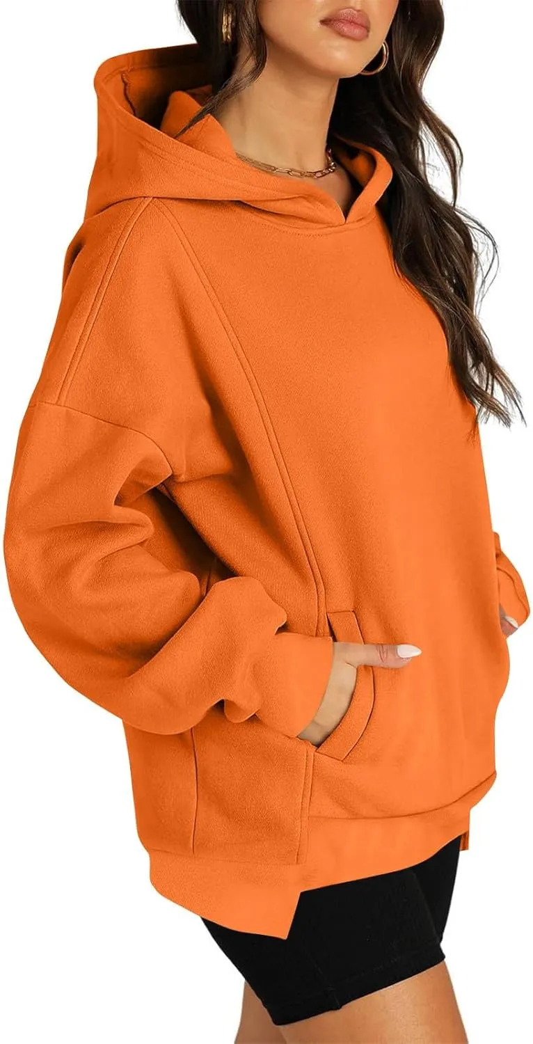 Womens Fleece Y2K Hoodie Baggy Casual Cotton Oversized Sweatshirt Drop Shoulder Lightweight Pullover Tops Winter Coat