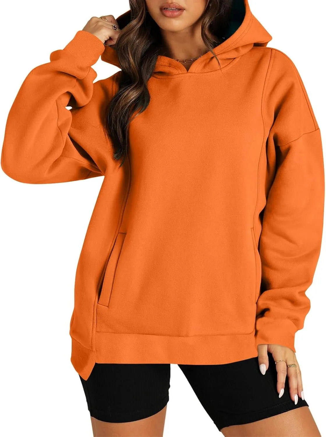 Womens Fleece Y2K Hoodie Baggy Casual Cotton Oversized Sweatshirt Drop Shoulder Lightweight Pullover Tops Winter Coat