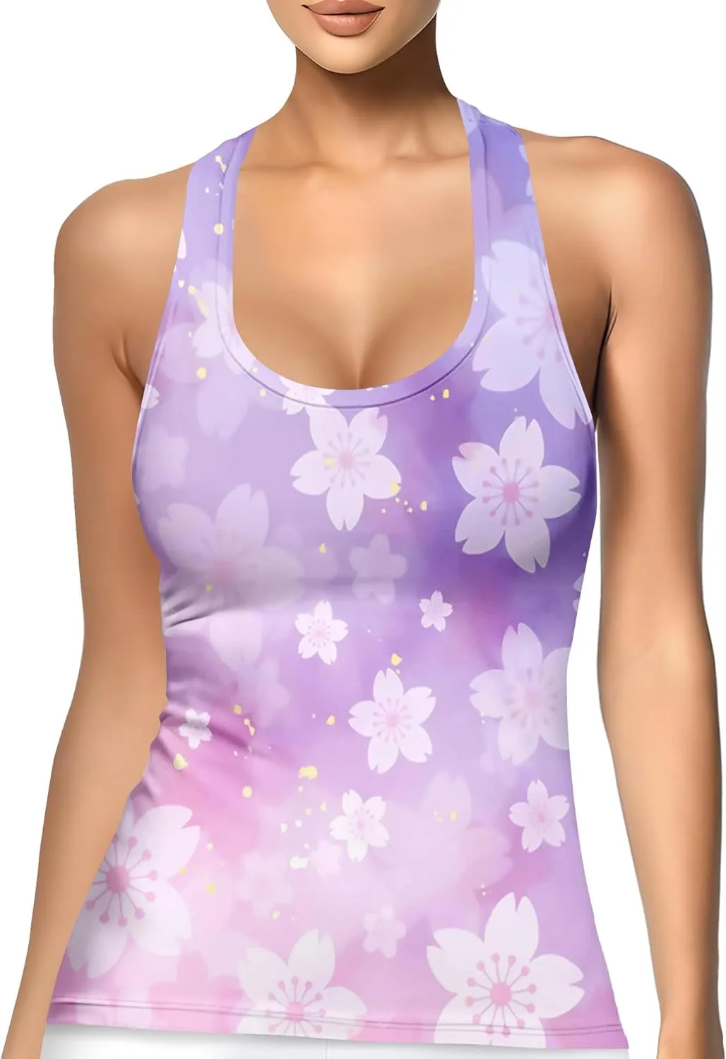Womens Graphic Tank Tops Racerback Sleeveless Summer Donut Print Top Rainbow Workout Shirt