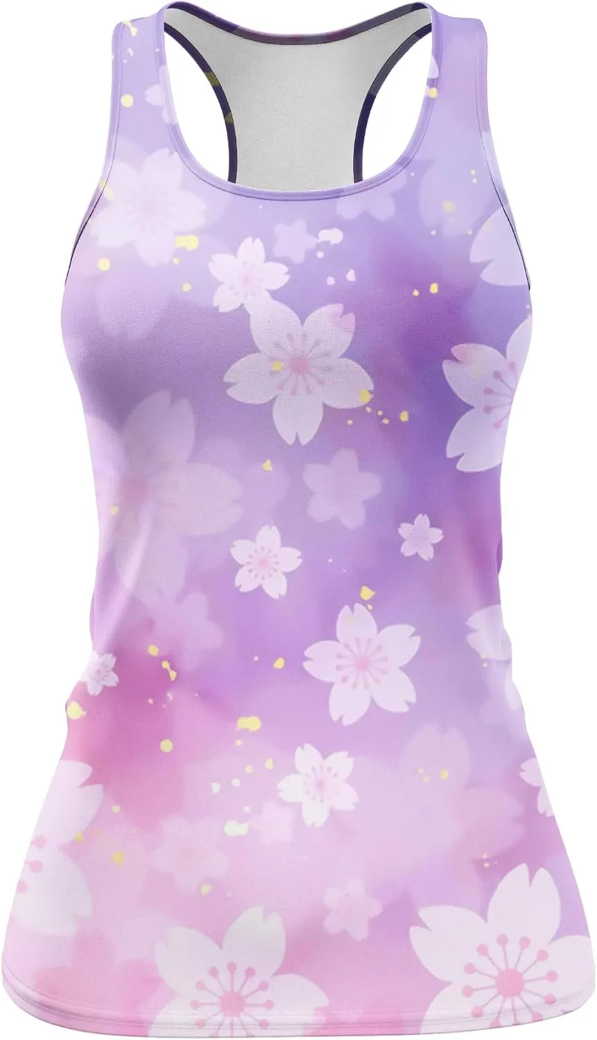 Womens Graphic Tank Tops Racerback Sleeveless Summer Donut Print Top Rainbow Workout Shirt