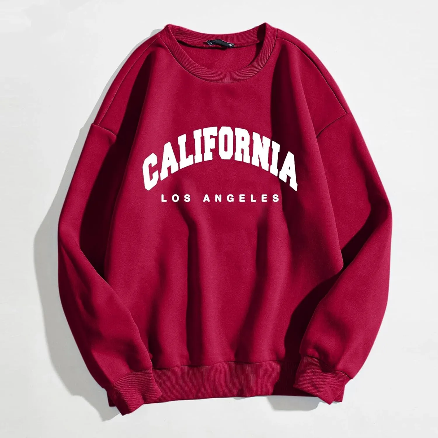 Women's Letter Graphic Print Sweatshirt Cute Los Angeles Oversized Pullover Crewneck Long Sleeve Tops for Teen Girls