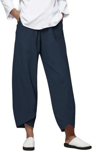 Womens Linen Pants 2025 Summer Casual Loose Waist Long Solid Cotton Pants Cotton Linen Lounge Beach Summer Pants