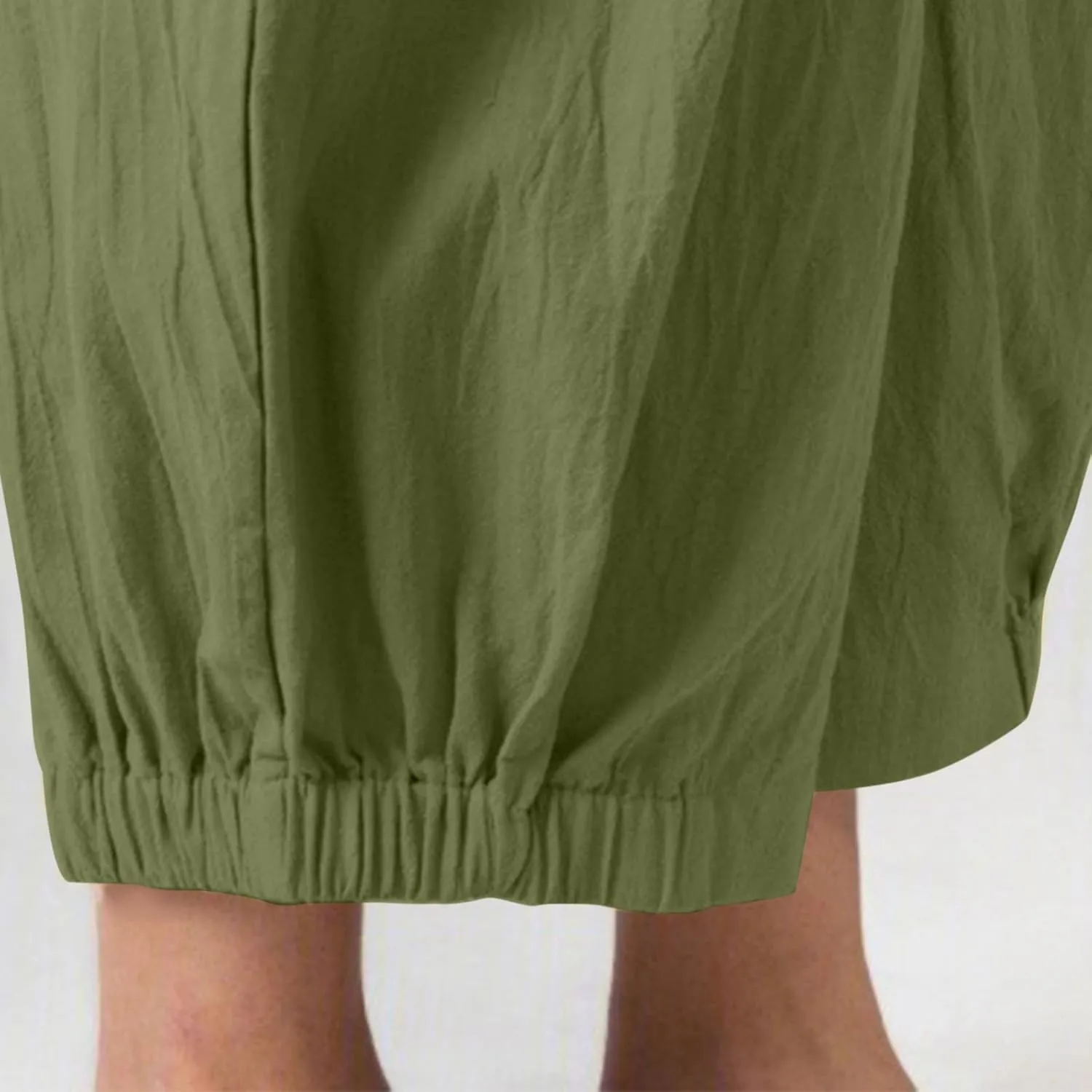 Womens Linen Pants Dressy Casual 2024 Summer Elastic Waist Lounge Trousers Beach Vacation Cropped Pant Outfits
