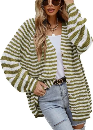 Women's Long Sleeve Cardigan Sweater Winter Sweater Warm Button Down Soft Fall Loose Acrylic Casual Spring