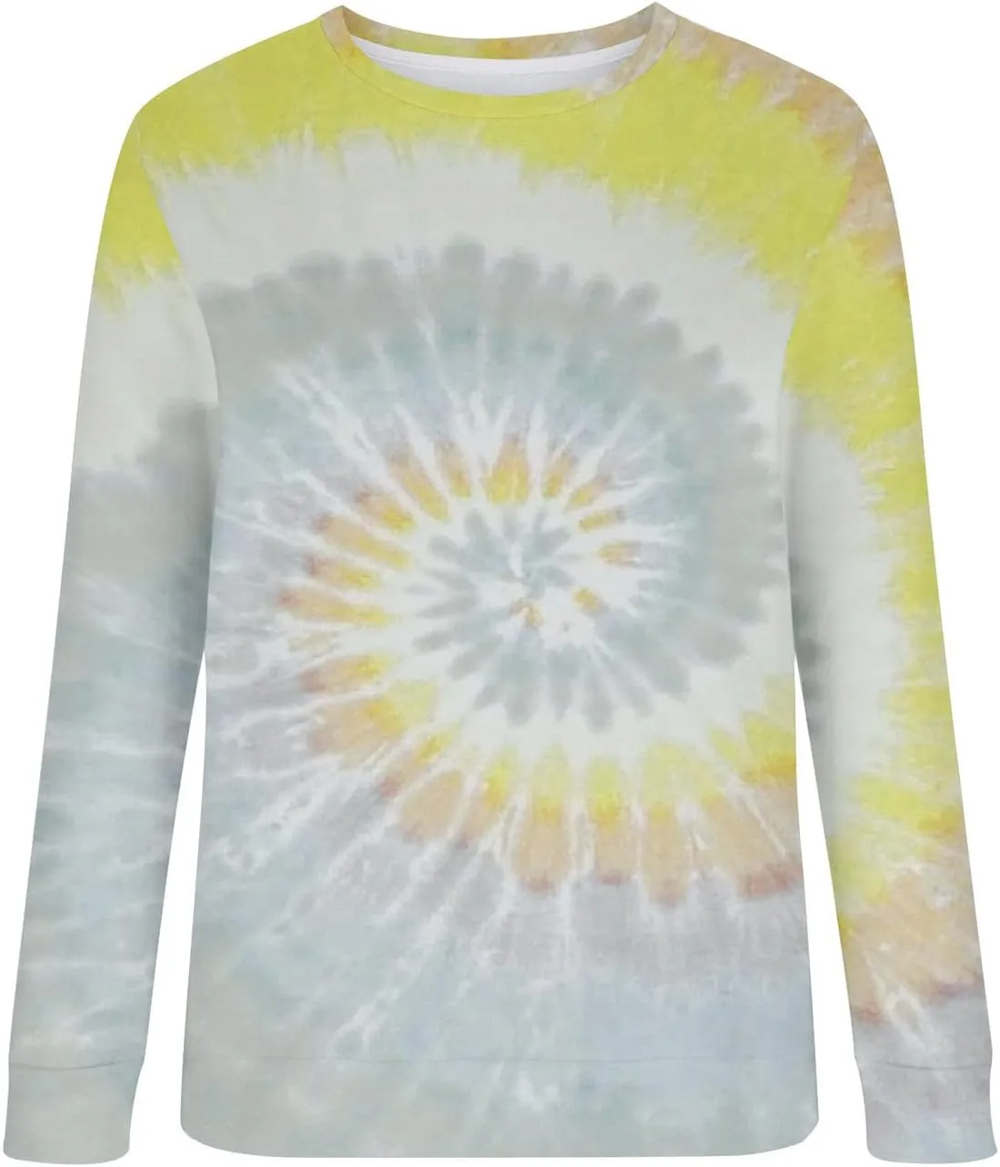 Womens Long Sleeve Crewneck Sweatshirt Trendy 2024 Tie Dye Print Regular Fit Pullover Tops Fall Fashion Sweatshirts