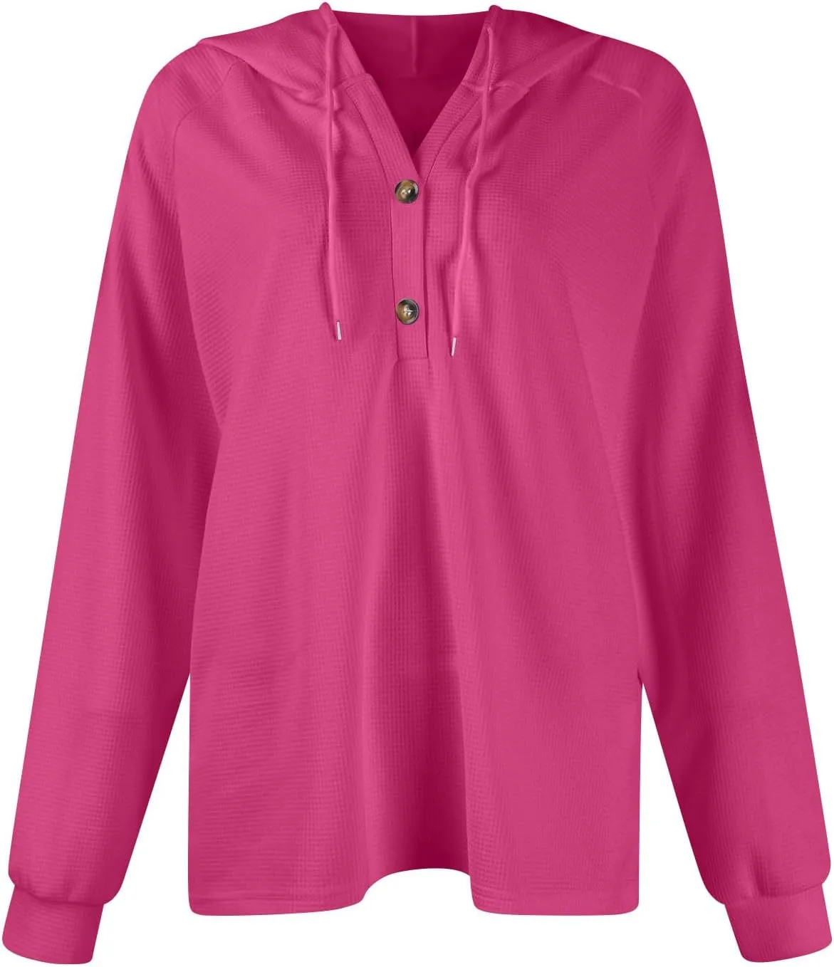 Womens Long Sleeve Hoodies 2024 Drawstring Sweatshirt Loose Button Comfy V-Neck Top Dressy Daily Clothes