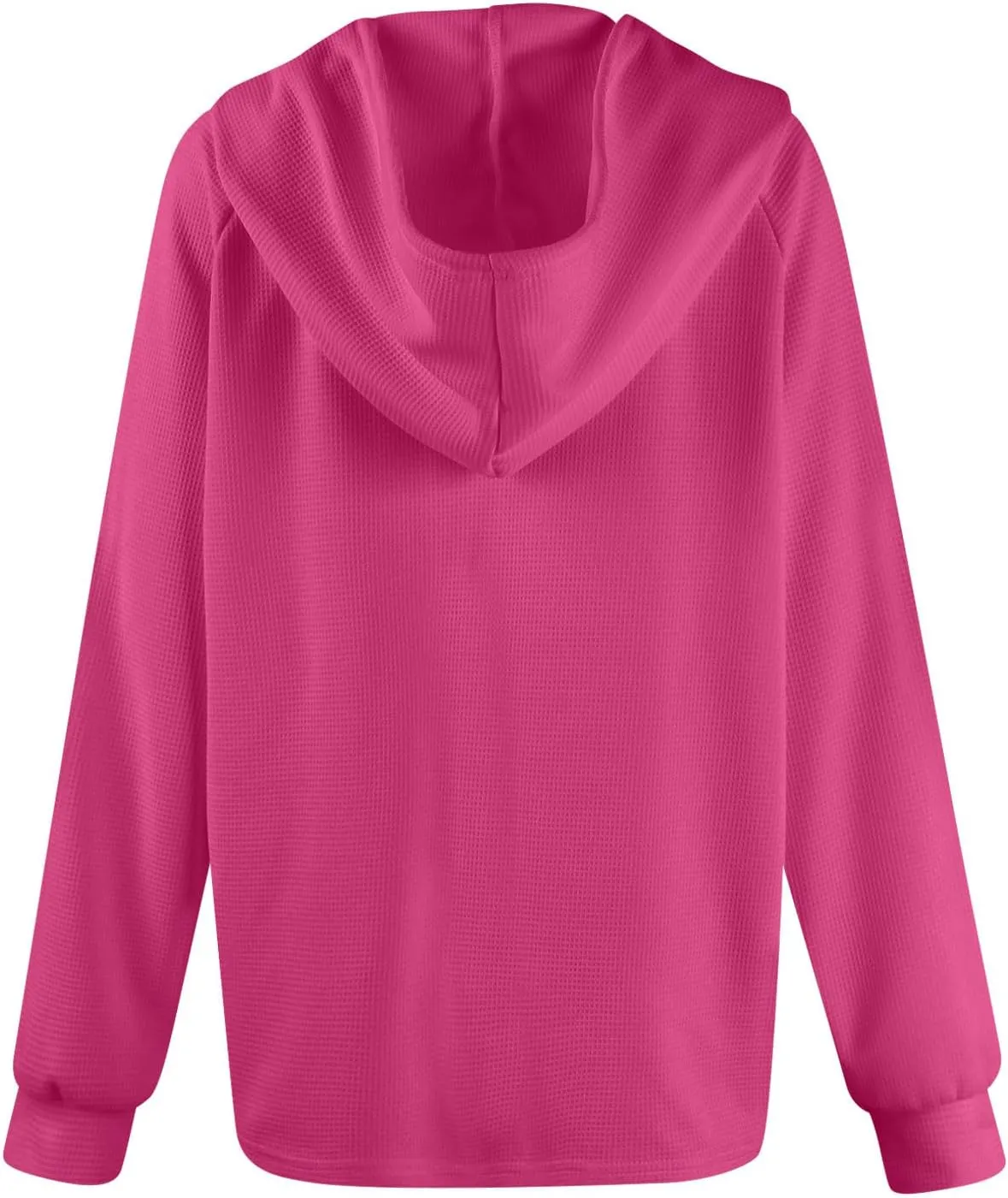 Womens Long Sleeve Hoodies 2024 Drawstring Sweatshirt Loose Button Comfy V-Neck Top Dressy Daily Clothes