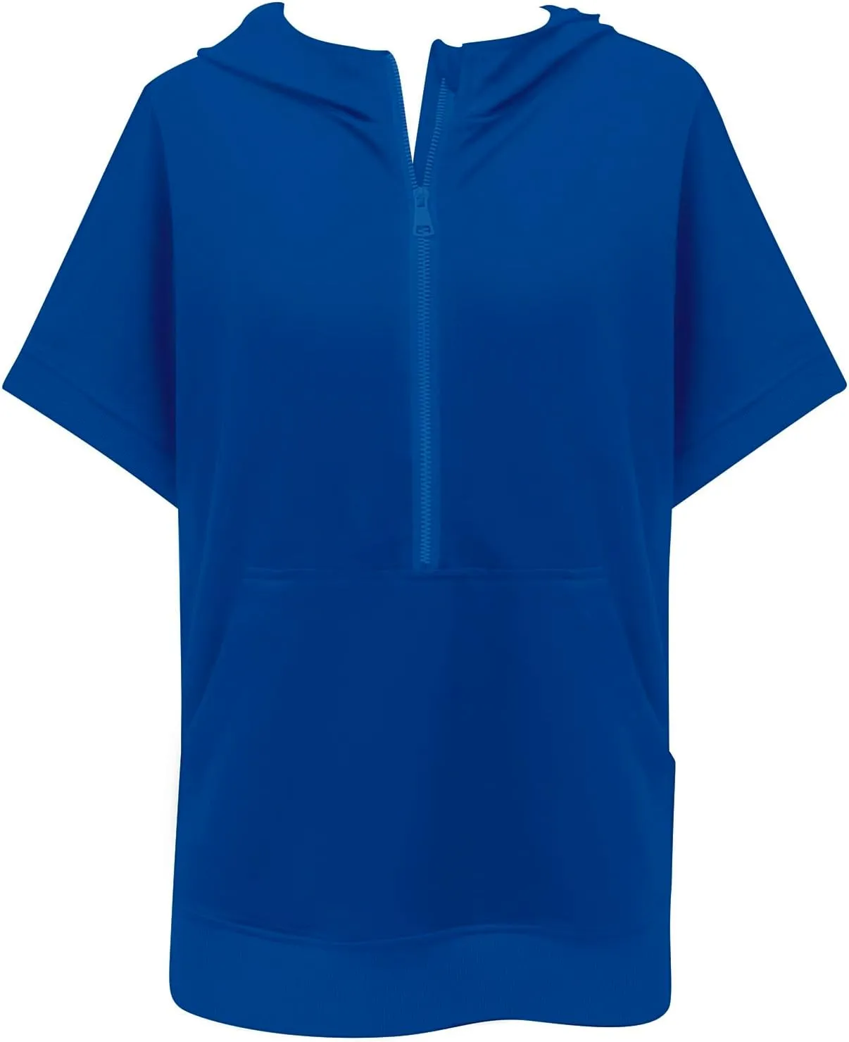 Womens Oversized Half Zip Hoodies Short Sleeve Casual Sweatshirts Pullover Tops with Pockets Loose 2024 Clothes