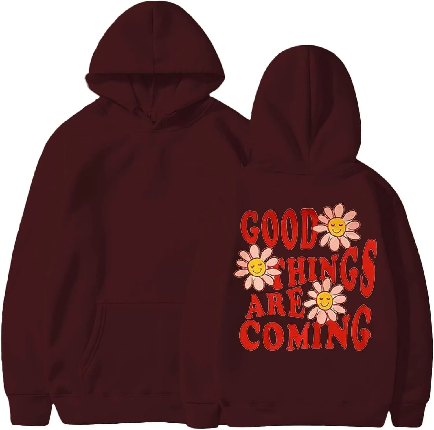 Womens Oversized Hoodie Love Yourself Print Top Sweatshirt Cotton Fleece Hoodies for Women