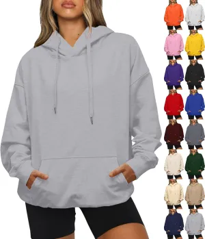 Womens Oversized Hoodies Fleece Sweatshirts Long Sleeve Drawstring Sweaters Pullover Fall Winter Clothes with Pocket