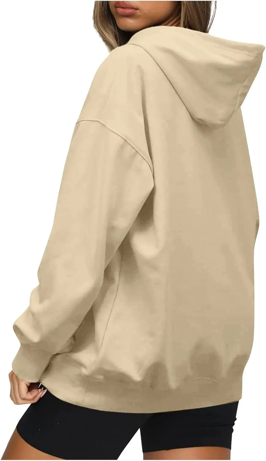 Womens Oversized Hoodies Fleece Sweatshirts Long Sleeve Drawstring Sweaters Pullover Fall Winter Clothes with Pocket