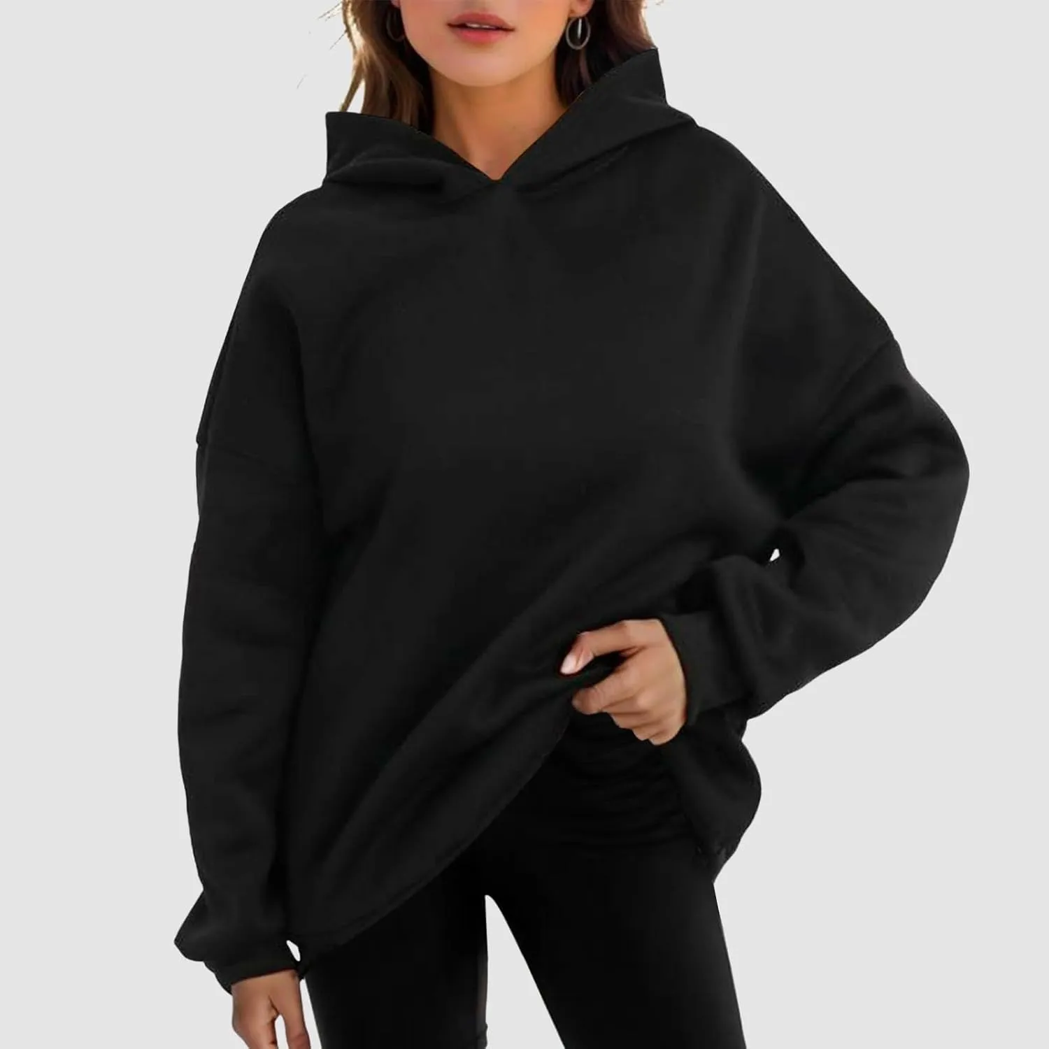 Womens Oversized Hoodies Fleece Sweatshirts Long Sleeve Pullover Sweaters Fall Outfits with Pocket