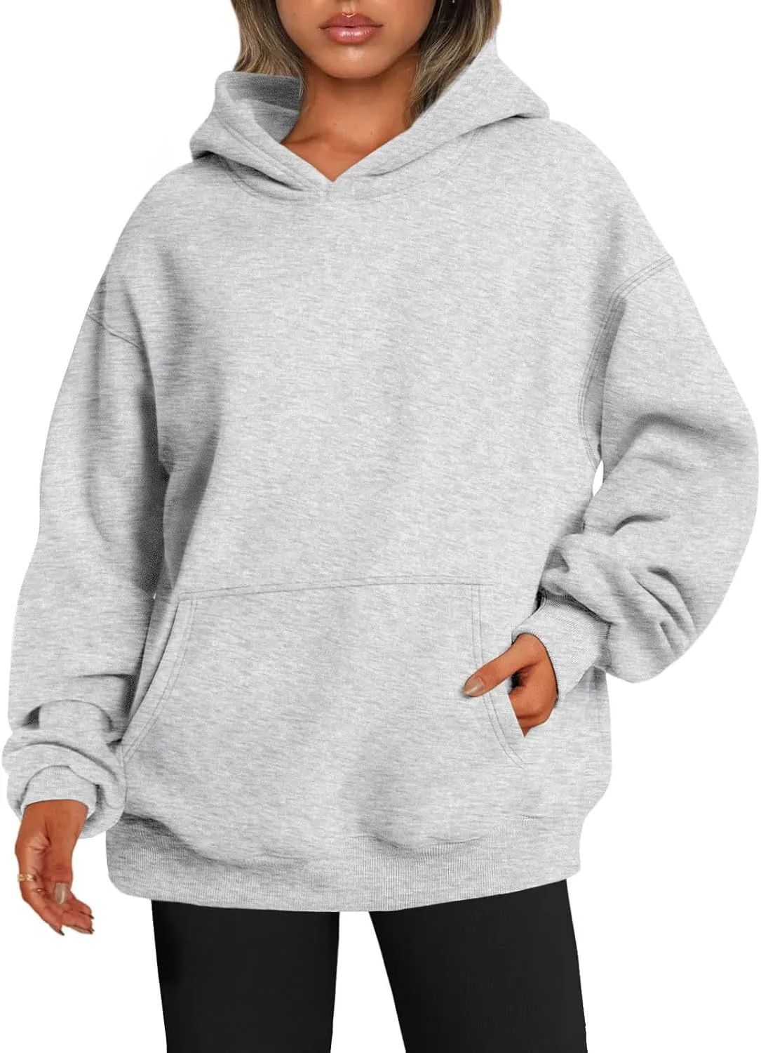 Womens Oversized Sweatshirt Hoodie Drop Shoulder Baggy Hooded Pullover Lightweight Long Sleeve Fall Clothes w/Pockets