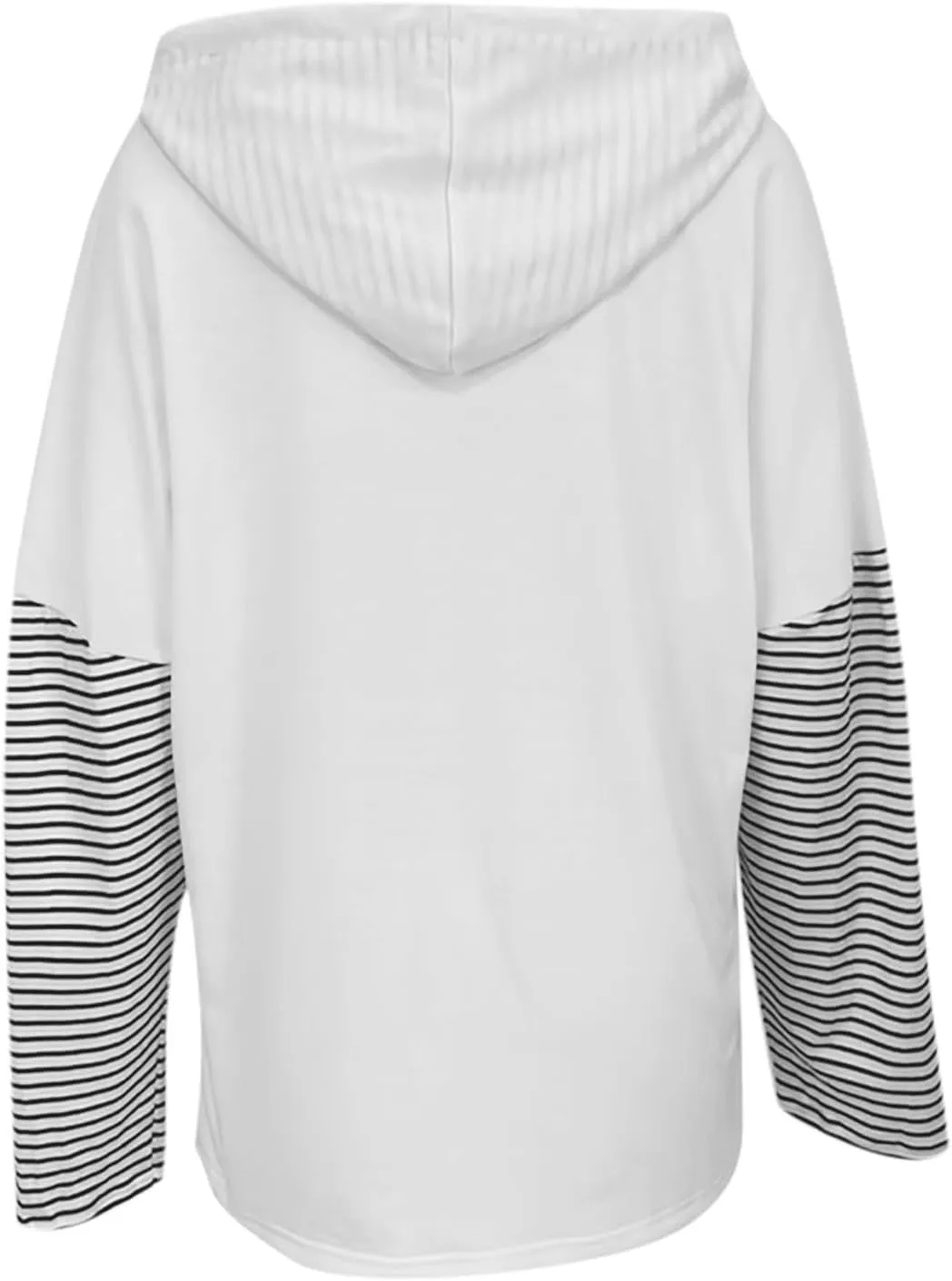 Womens Oversized Sweatshirt Striped Color Block Hoodies Drawstring Casual V Neck Long Sleeve Pullover Tops