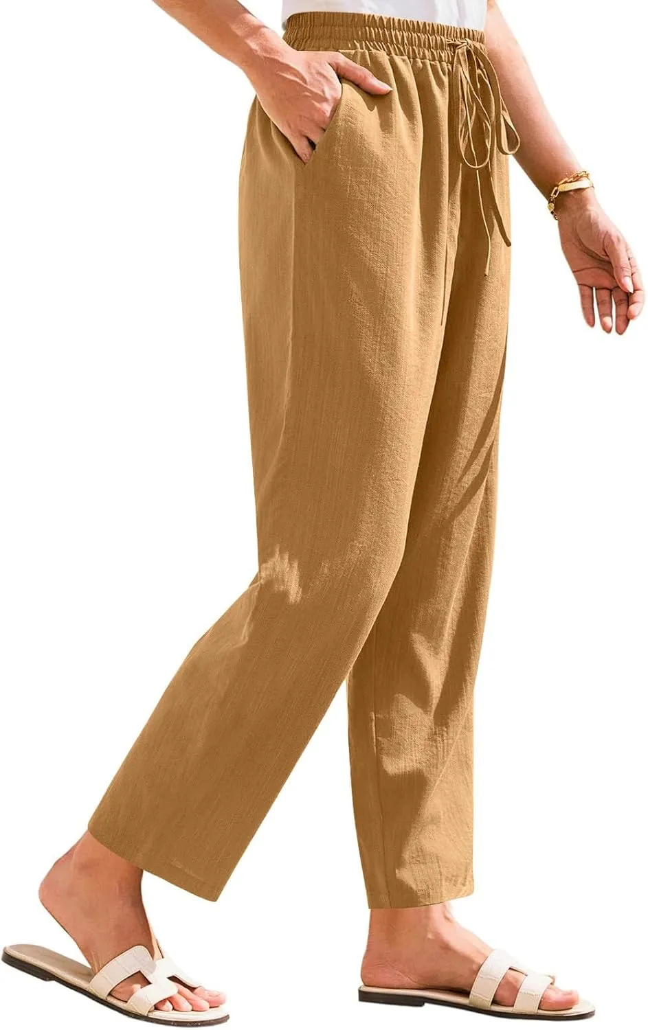 Womens Pants, Straight Leg Casual Pants Linen Everyday Peasant Solid Color Wide