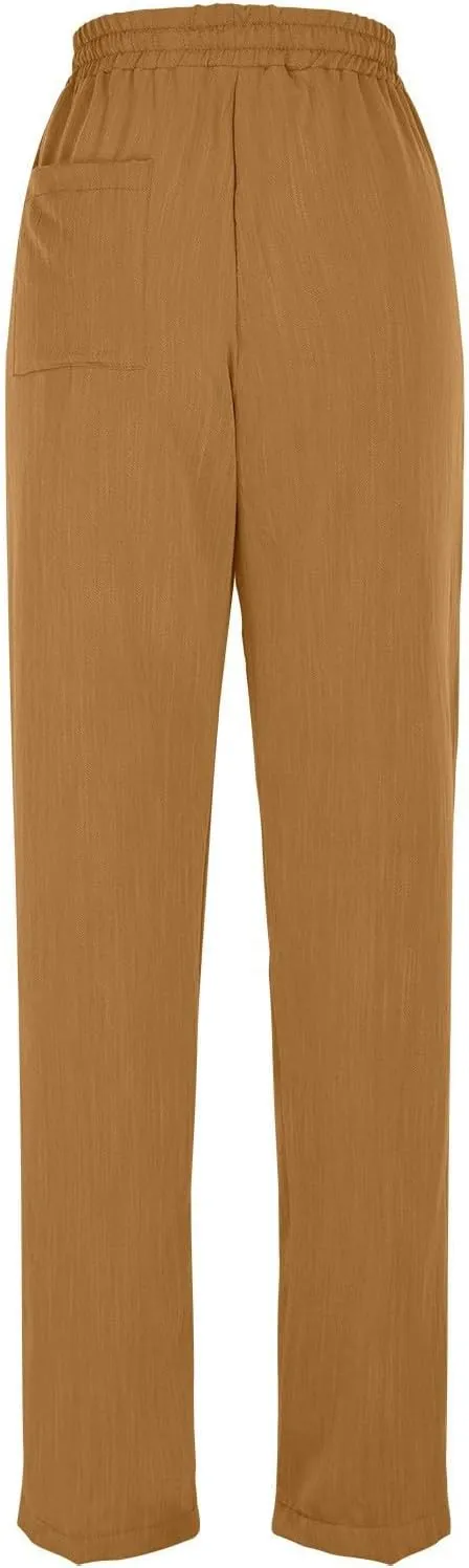 Womens Pants, Straight Leg Casual Pants Linen Everyday Peasant Solid Color Wide