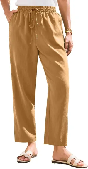 Womens Pants, Straight Leg Casual Pants Linen Everyday Peasant Solid Color Wide