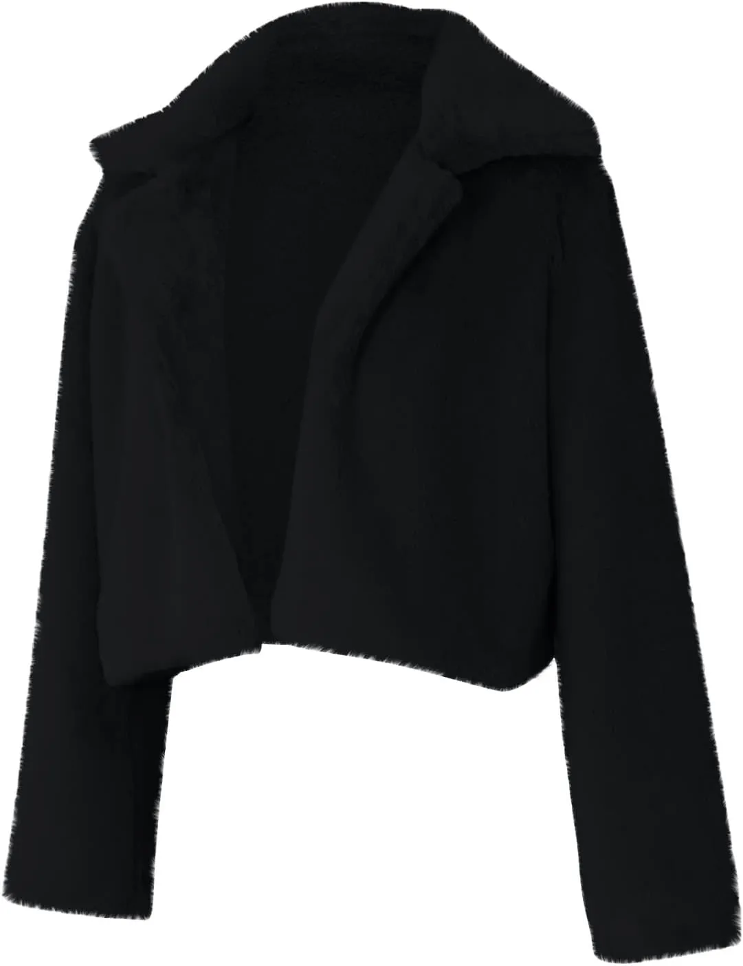 Womens Short Fur Coat Fluffys Fleece Outwear Turn-Down Collar Faux Furs Tops Winter Warm Sweater Jacket