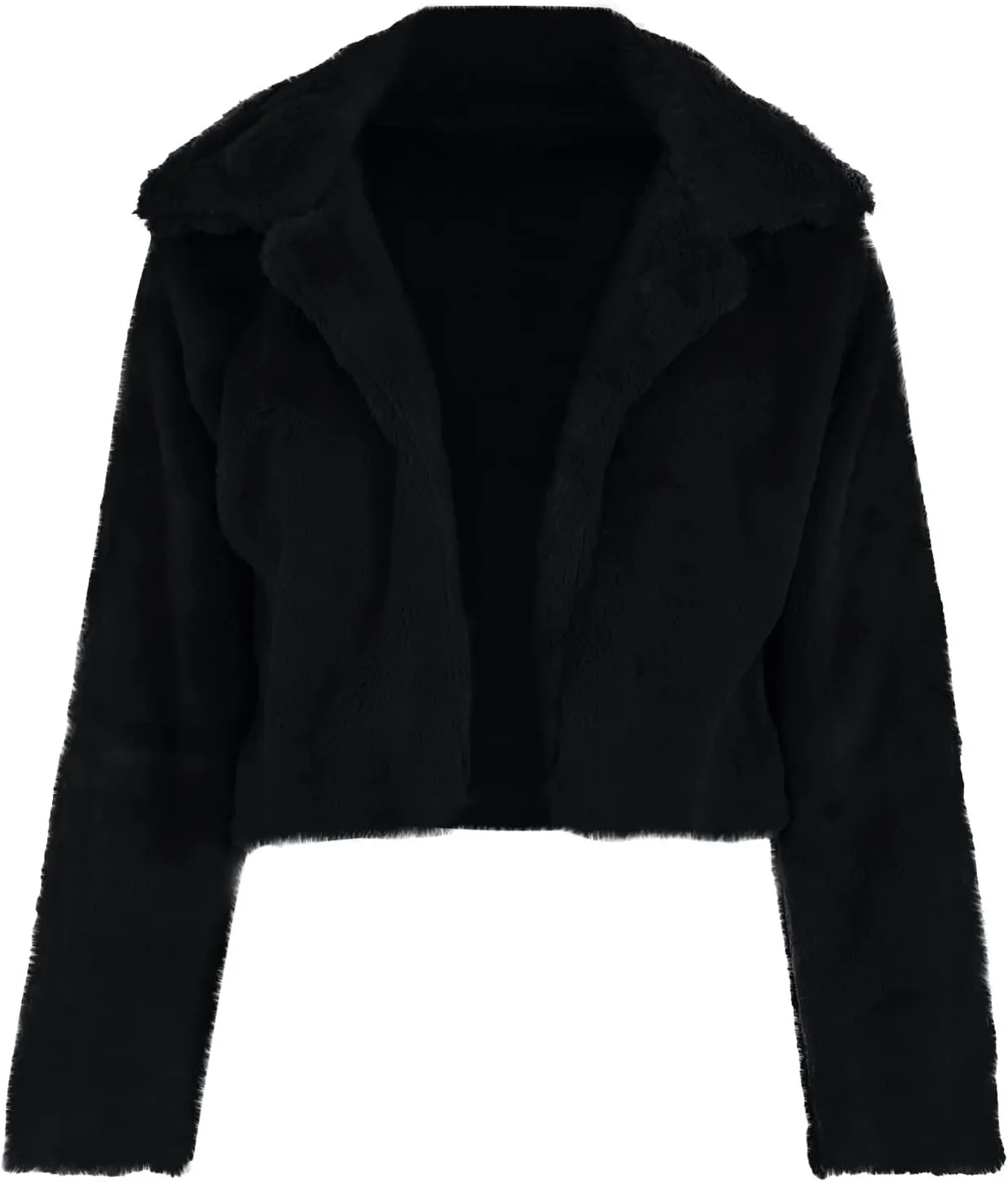 Womens Short Fur Coat Fluffys Fleece Outwear Turn-Down Collar Faux Furs Tops Winter Warm Sweater Jacket
