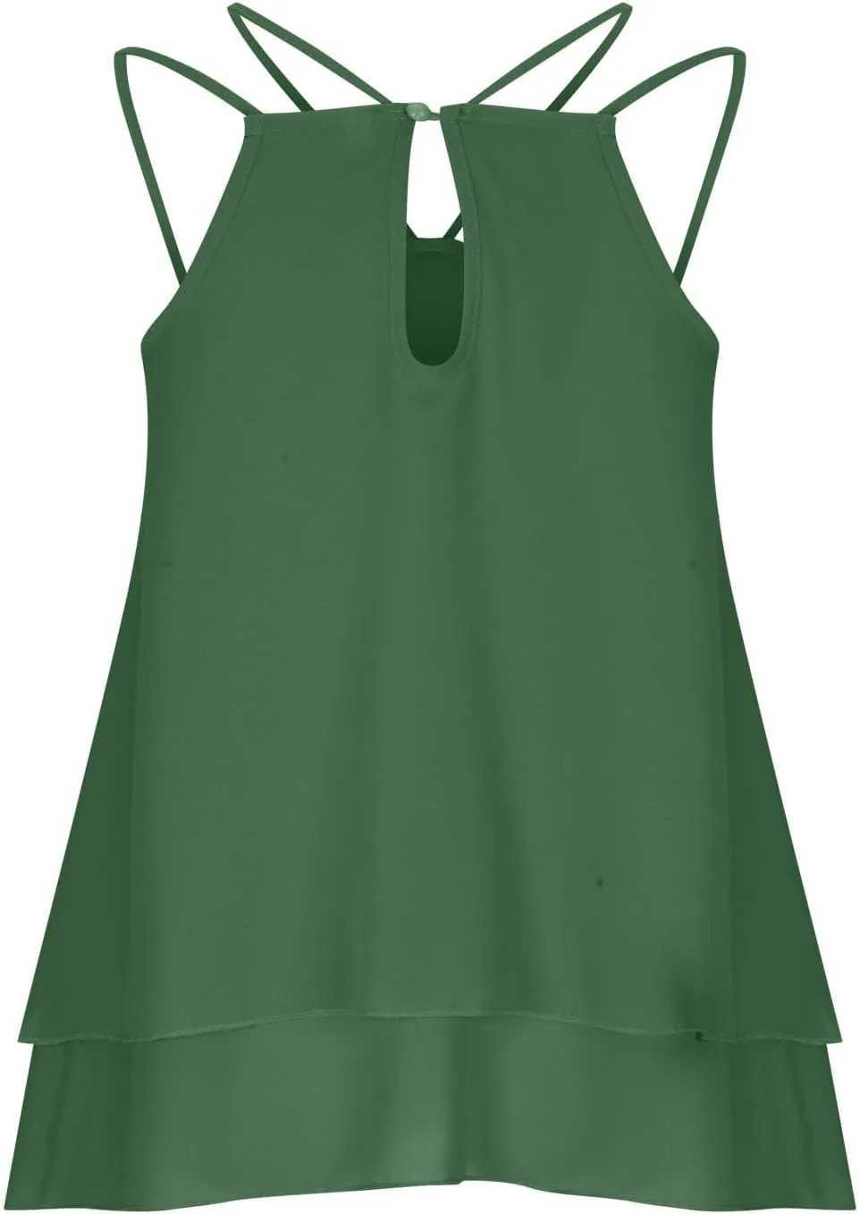 Women's Sleeveless Chiffon Tank Tops Swing Double Layer Blouses Sexy Halter Neck Strappy Summer Camisole Lightweight